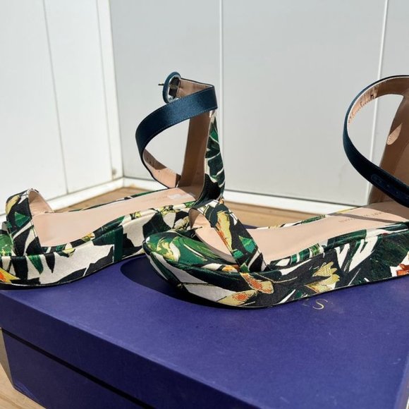 STUART WEITZMAN Tropical Green Wedge Sandals - Picture 5 of 6